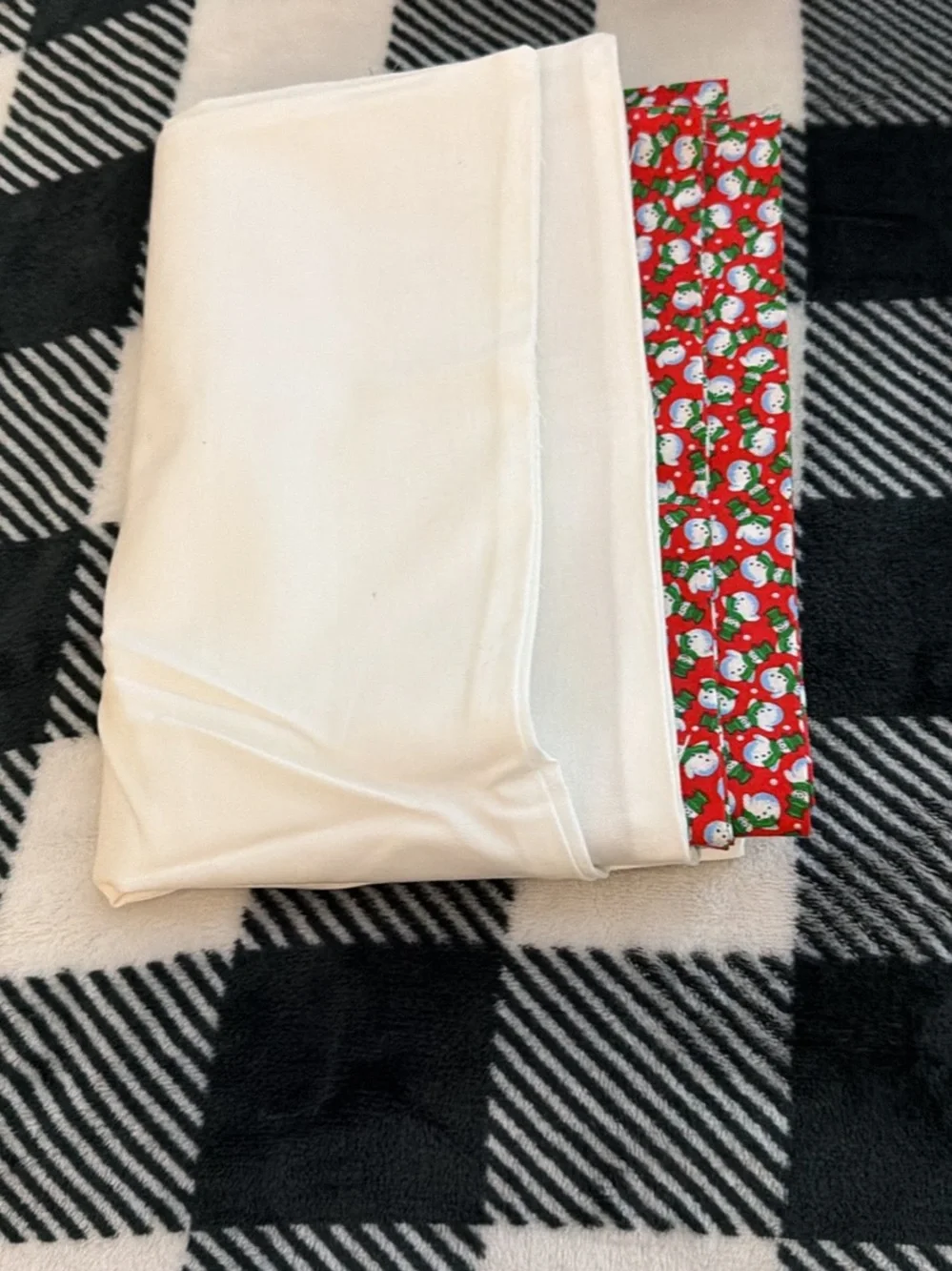 White pillow case  queen with Festive Red Trim